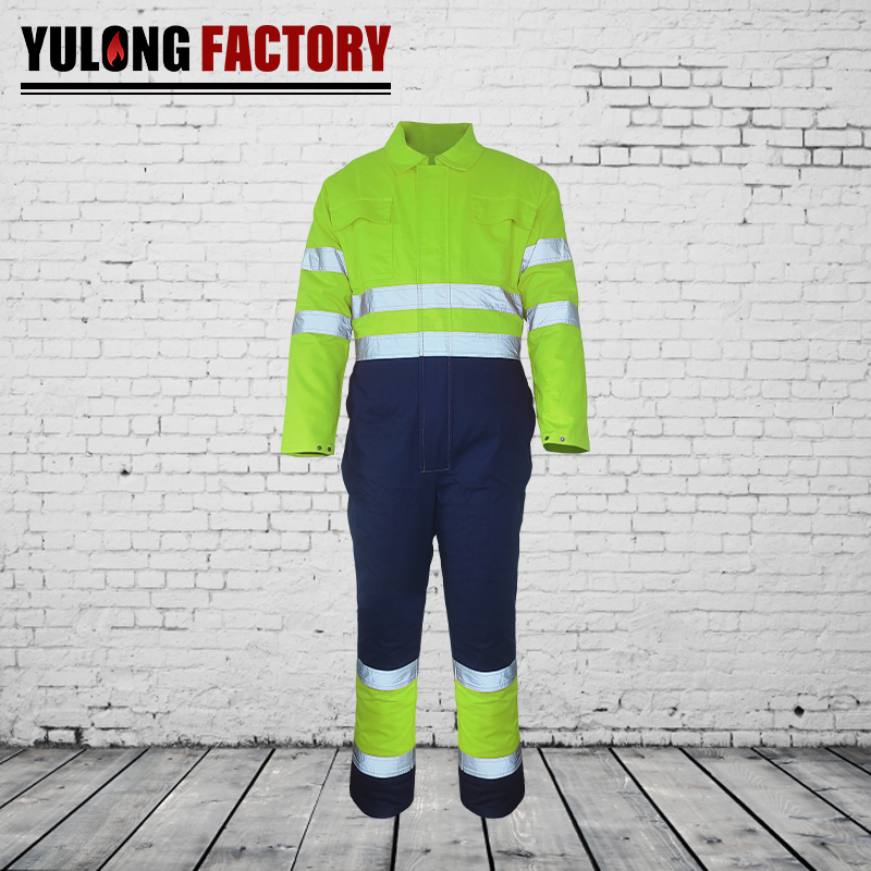 歐標(biāo)全棉阻燃熒光防靜電連體服